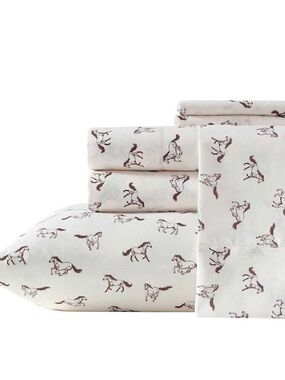 Wrangler Wild Horses 3-Piece Beige/Brown Microfiber Full Size Sheet Set